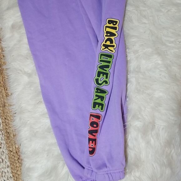 NWT Cross Colours LBL Sunshine Cotton Blend Joggers in Lilac - Picture 2 of 8